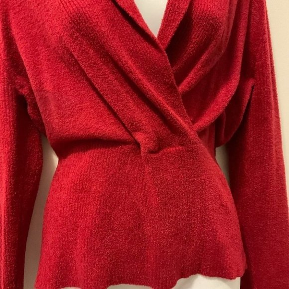 KENAR Women’s Red V-Neck Sweater Size Large - Picture 4 of 6